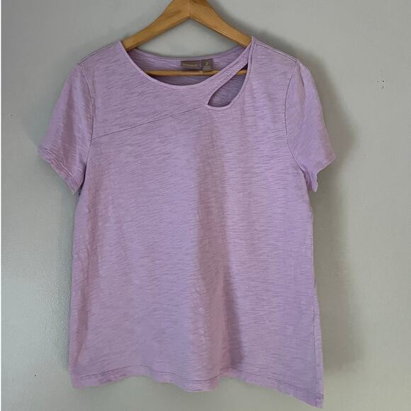 Chico's Lavender Cut Out Short Sleeve Cotton Modal Top Size L - Picture 1 of 6
